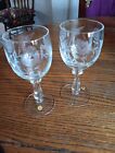2 Vintage WMF ETCHED clear stemmed Goblets 6" tall. PLEASE SEE PICTURES. 72.