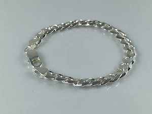 Sólido 925 Plata de ley Pulsera de cadena para hombres Flat Curb Italian Style Heavy NUEVO - Imagen 1 de 5