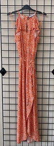 OASIS BRAND NEW Orange White Belted Frill Animal Print Dress Size 6 - 8 RRP=£42 - Picture 1 of 2