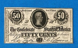 Civil War era 1864 Confederate States of America Fifty Cents Note - Picture 1 of 4