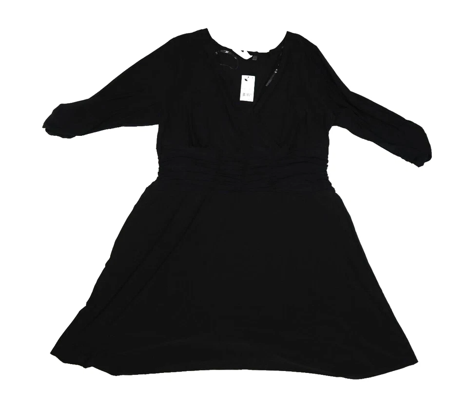 NY Collection Plus Size Dress 2x Ruched a Line Style Black 2nd