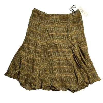 Lauren Ralph Lauren Silk Skirt Women’s 16W Tahiti Brown Rustic Southwestern NWT - Image 1 of 4