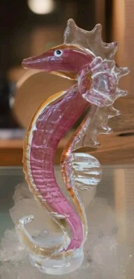 Seepferdchen Glas Figur Glasfigur Skulptur Kristallglas Murano Stil Fisch Deko  - Bild 1 von 4
