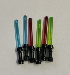 Lego Lot Of 6 Star Wars Trans Lightsabers With Black Hilts Used. - Picture 1 of 2