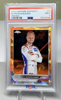 2022 Topps Chrome Sapphire Edition F1 Racers Kevin Magnussen #73 Orange PSA 9 - Image 1 of 2