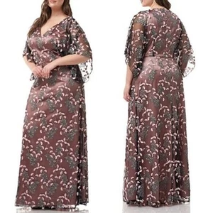 NWT JS Collections 866927 Kimono Sleeve Embroidered V-Neck Dress Evening Gown 12 - Picture 1 of 9
