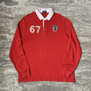 Vintage Polo Ralph Lauren Jeans Heritage USA RL 67 Crest Patch Rugby Shirt XL - Picture 1 of 13