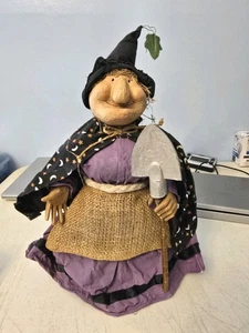 Vintage Paper Mache Halloween 15” Tall Witch Figure with Shovel *READ* - Picture 1 of 14