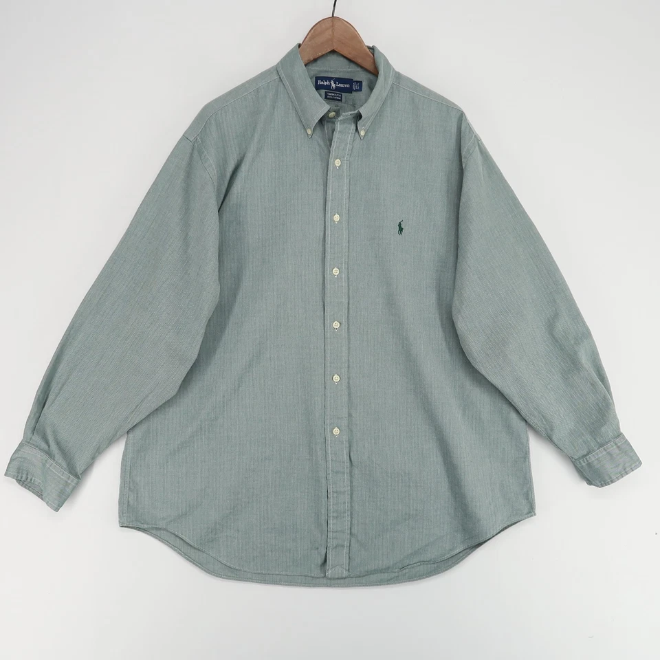 Camisa Ralph Lauren Yarmouth Abotonada Para Hombre 17 34/35 Verde Salvia Manga Larga Foto 1 de 4