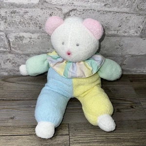 Vintage Eden Pastel Terry Cloth Teddy Bear Clown Collar Plush Colorblock 4159 - Picture 1 of 3
