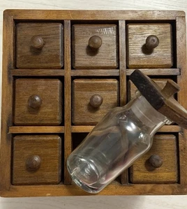 Vintage Tilso /Japan All Wood Spice Chest/ Cabinet W 9 Glass Jars Apothecary - Picture 1 of 23