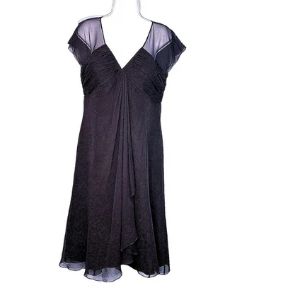 Vestido de cóctel Teri Jon negro seda chifón 10 Babydoll caprichoso hada grunge Foto 1 de 4