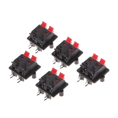 5Pcs Double Row 4 Position Cable Clip Push Type Speaker Terminal Panel Connector - Image 1 of 4