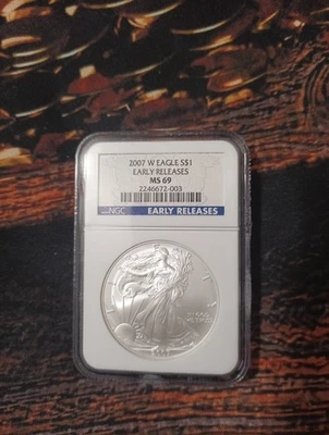 American Eagle 2007 W bruñido $1 plata NGC MS69 lanzamiento anticipado E151 Foto 1 de 2