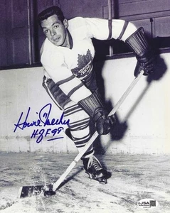 Autographed 8X10 HOWIE MEEKER "hHOF 98" Toronto Maple Leafs photo - w/JSA COA - Picture 1 of 1