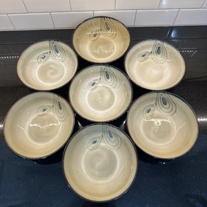 Set 7 Pezzi Pier 1 Imports Pensionati Teal Reactive Zuppiere Cereali Ciotole 7-7/8" Usato in Ottime Condizioni - Foto 1 di 19