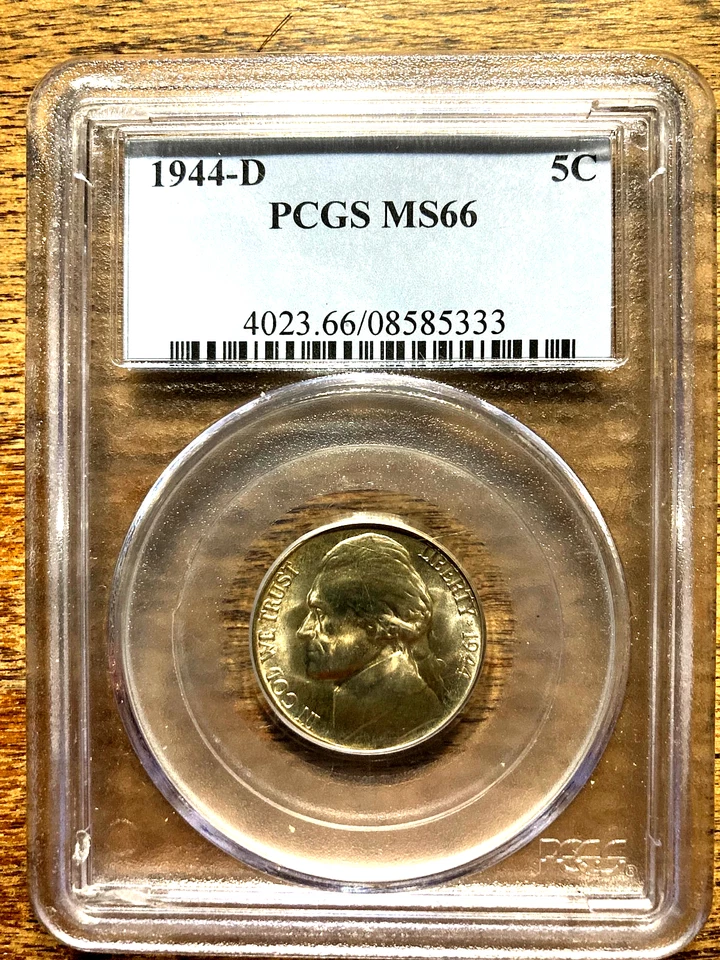 1944-D 5C Jefferson Silver War Nickel, PCGS MS66, Slightly Rotated Dies!!! - Image 1 of 2