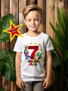 Personalised Super Mario Name Birthday TShirt Celebration Unisex/Boys Ideal Gift - Picture 1 of 17