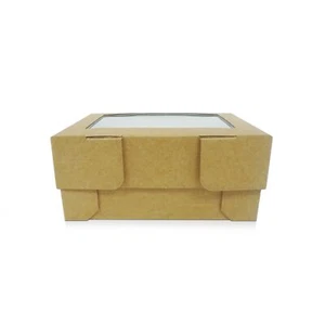 6" x 4" Brown Treat Box with Biodegradable Window (x5 quantity) - Picture 1 of 4