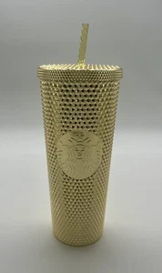 Nuevo vaso Starbucks Holiday 2021 Gold Bling Venti con tachuelas 24 OZ taza fría - Imagen 1 de 4