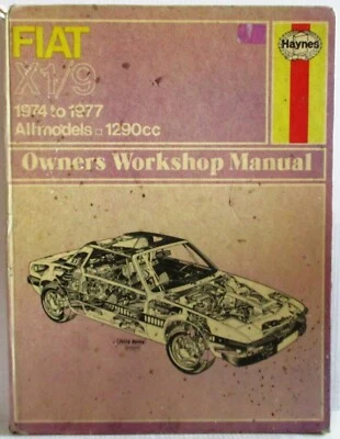 Fiat X1/9 1974 A 1980 / Tutti Modelli 1290cc 1498cc / Owners Manuale Officina - Immagine 1 di 4