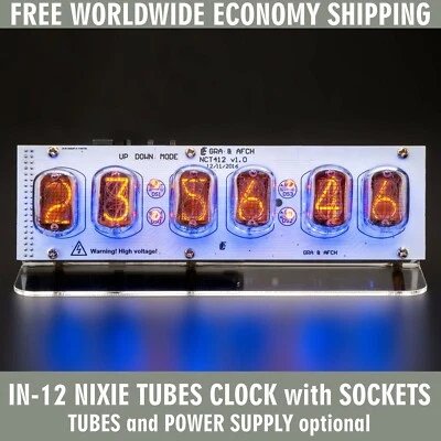 IN-12 NIXIE TUBES CLOCK ON ACRYLIC STAND [WITH OPTIONS] FREE SHIPPING - Image 1 of 4