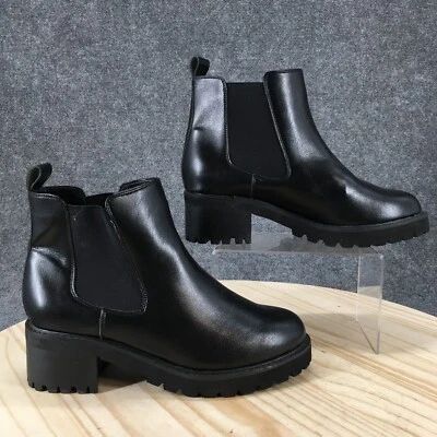 Lane Bryant Boots Womens 10 Wide Ankle Chelsea Black Faux Leather Pull On - Image 1 of 4