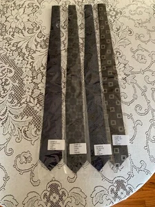 Paul Frederick Men's Ties 100% Silk In Grays, Blues & Purple NEW - Lot Of 4 - Picture 1 of 9