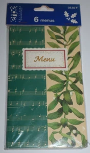 Lot Paquet Blister 6 Menu Table Vierge 17 x 10 cm Décoration Musique & Fleurs - Picture 1 of 1