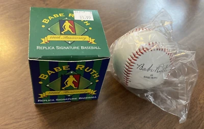 Réplica de béisbol vintage de Babe Ruth firma con caja 100 aniversario C16 1995 Foto 1 de 4