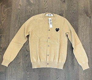 COMME DES GARCONS Play Black Heart Patch Button up Cardigan Sweater Women's M - Picture 1 of 8