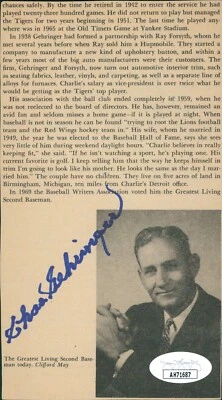 Charles Gehringer Tigers Signed 3.5x6.25 Newspaper Cut Page JSA Authenticated - Image 1 of 2