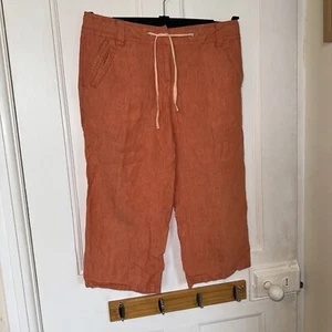 PRINCIPLES PETITE Orange Linen Cropped Summer Trousers, Size 10 - Picture 1 of 7