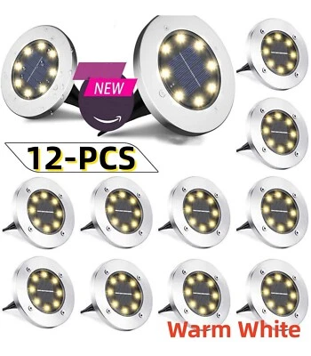 PACK 12 Luces Solares en el Suelo Exterior Lámpara Enterrada Disco LED Césped Camino Jardín con Foto 1 de 4