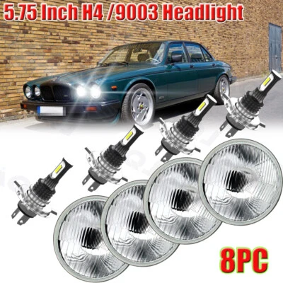 4PCs 5.75" inch Round LED Headlights High-Low Beam for Jaguar XJ6 XJS XJ12 Foto 1 de 4