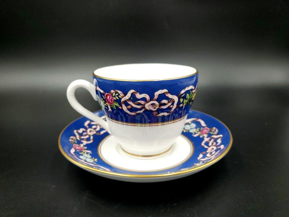Spode Ribbons and Roses footed Cup & Saucer Y855-Q EUC - Image 1 of 4