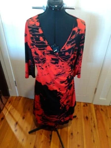 Teaberry multi coloured long sleeves unlined polyester blend dress Size 14 - Picture 1 of 5