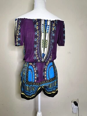 Летний женский комбинезон с открытыми плечами (один размер) подходит как S/M богемный цветной - Изображение 1 из 3