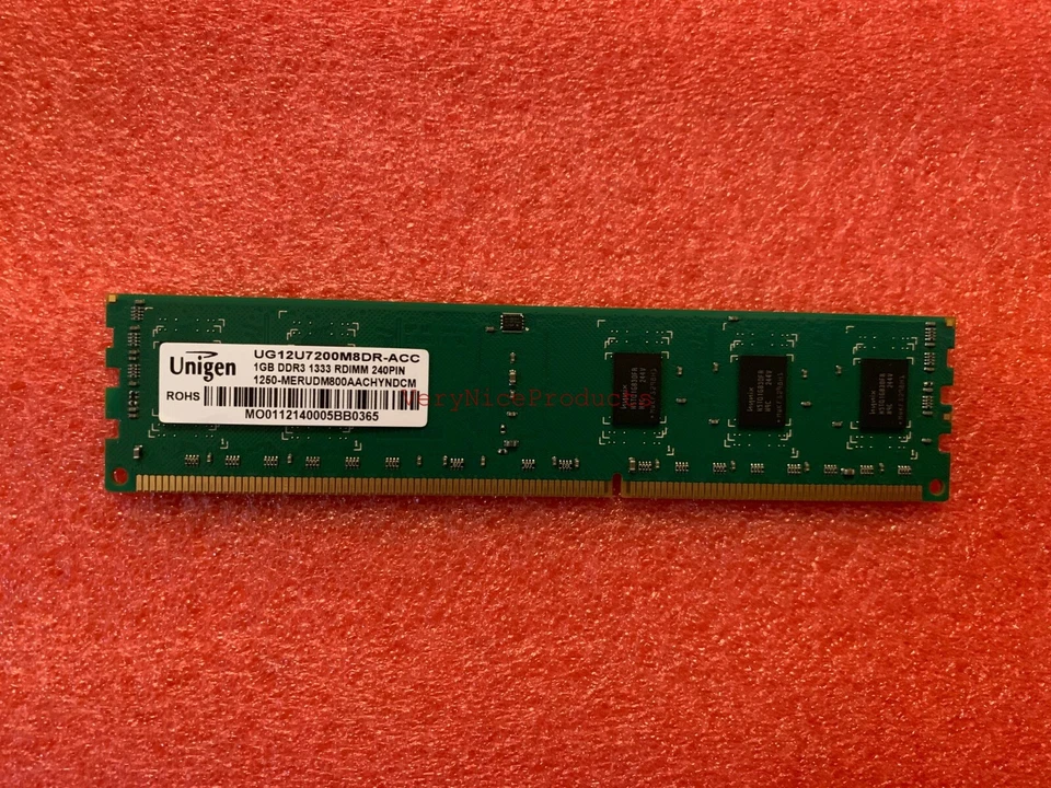 Unigen 1GB 240pin DDR3 1333MHz (PC3-10600) RDIMM Server Memory UG12U7200M8DR-ACC - Image 1 of 2