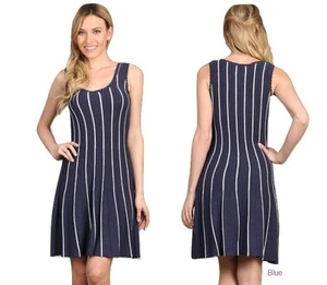 M-Rena Vertical Multi Stripe Knit Sleeveless Dress One Size - Bild 1 von 3
