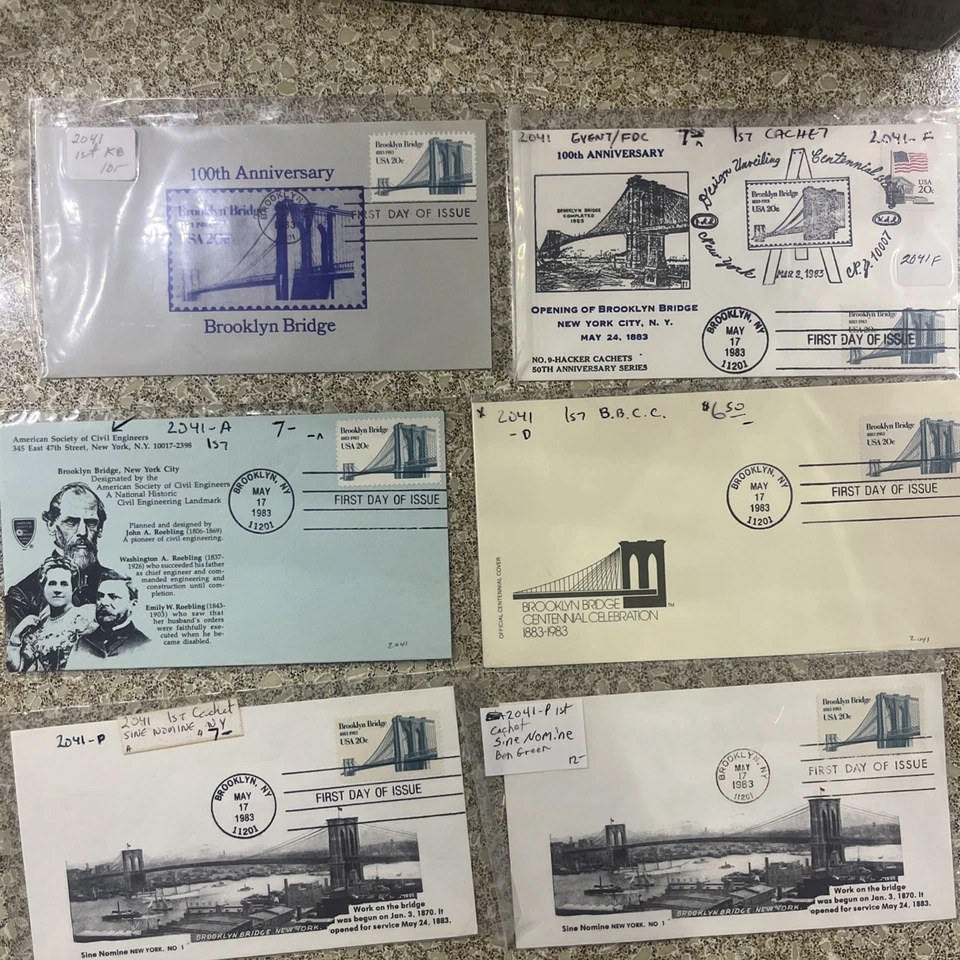 FDC 2041 Brooklyn Bridge Cachet 1973 Lot Of 6 RARE - Image 1 of 4