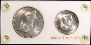 1947-S MaCarthur 2 Coin Set Phillippines One Peso and Fifty Centavos - Gem - Picture 1 of 2