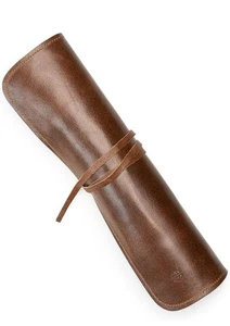 Echtes Büffelleder & Canvas Messerrolle Aufbewahrungsetui Kochhalter 7 Taschen - Bild 1 von 12
