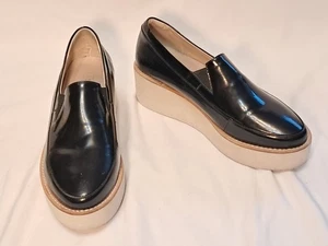 Sol Sana Größe 38 EU / 7,5 US Tabbie Keilabsatz Plateau schwarz Lackleder Loafer - Bild 1 von 10