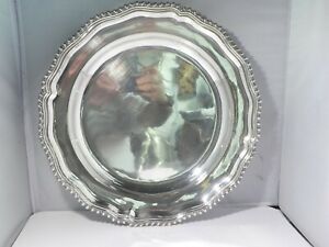 LARGE ROUND PORTUGUESE  SILVER ALLOY  833 SERVING TRAY 957 GRAMS
