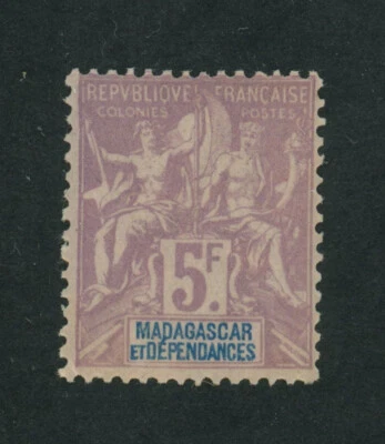 Estampilla fina de gato de Madacascar Scott # 47 OG NH MNH colonia francesa $75 Foto 1 de 2