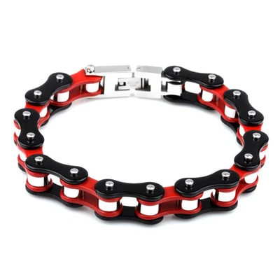 Motorcycle Chain Link Bracelets for Men Red Punk Stainless steel jewelry - Image 1 of 4