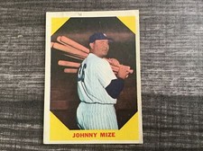 1960 Fleer Baseball Card #38 Johnny Mize New York Yankees