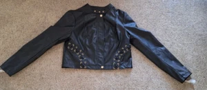GUESS Damen Kunstleder Jacke Schwarz Biker Style Gr. L Neu Mit Etikett UVP 89,99 - Bild 1 von 11