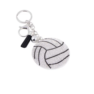 Bling Crystal Volleyball Tassel Keychain - Picture 1 of 3